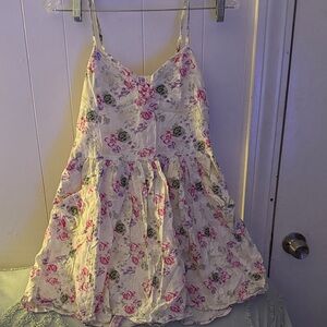 eye candy light Yellow Floral Mini Dress with Pink and Green Roses